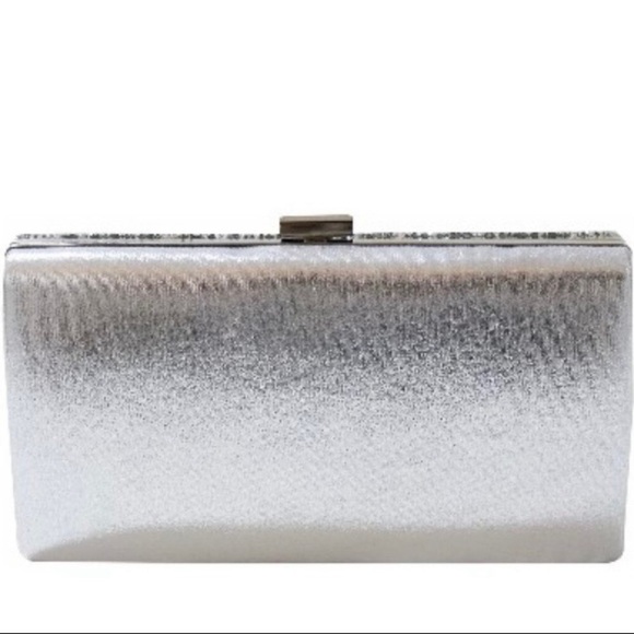 Silver Rhinestone Evening Clutch Bag with short and long strap - Picture 12 of 12